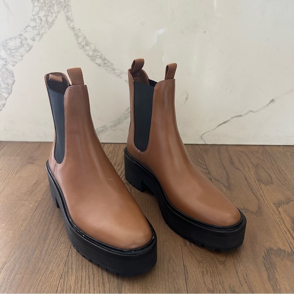 New Loeffler Randall Reggie Block Heel Chelsea Boot in Safari - Camel Black 9 M